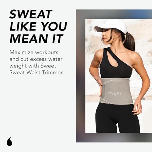 Sports Research® Sweet Sweat Waist Trimmer - Premium Sweat Enhancing Fitness Belt for Women & Men - 5 Adjustable Sizes