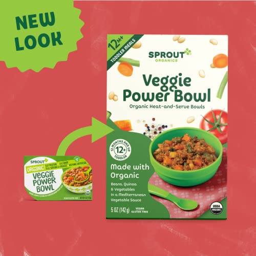 Sprout Organic Baby Food, Toddler Meals, Mediterranean Veggie Power Bowl with Beans & Quinoa, 5 Oz Bowl (8 Count)