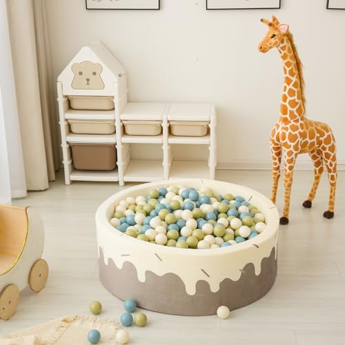 GOGOSO Ball Pit Balls - 2.15inch Plasticsball for Kids Toddlers Birthday Gifts, Summer Vibrant Colors Visual Stimulation Xmas Decor, Creamy Green+Creamy Blue+ Soft White