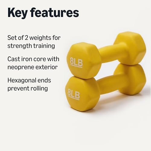 Amazon Basics Neoprene Dumbbell Hand Weights for Exercise and Muscle Toning
