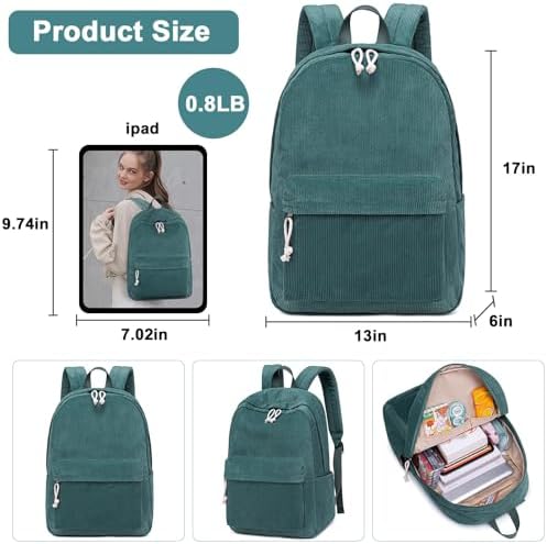 School Backpack for Teen Girls Bookbags Elementary High School Corduroy Laptop Bags Women Travel Daypacks