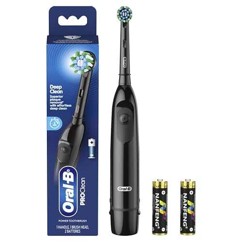 Oral-B Pro 100 CrossAction, Battery Powered Toothbrush, Black, 1 Count (Pack of 1)