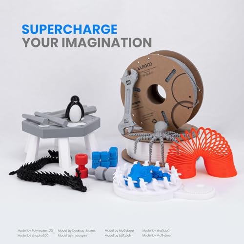 ELEGOO PLA Plus Filament 1.75mm Black 2KG, PLA+ Tougher and Stronger 3D Printer Filament Pro Dimensional Accuracy +/- 0.02mm, 2 Pcs 1kg Spool(2.2lbs) Fits for Most FDM 3D Printers