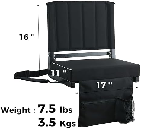 SPORT BEATS Stadium Seats with Back Support Bleacher Chairs with Back and Cushion Thick Padded Bleacher Seats Includes Shoulder Strap