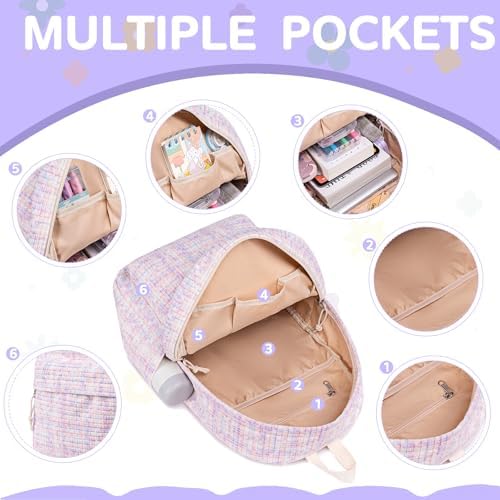 School Backpack for Teen Girls Bookbags Elementary High School Corduroy Laptop Bags Women Travel Daypacks