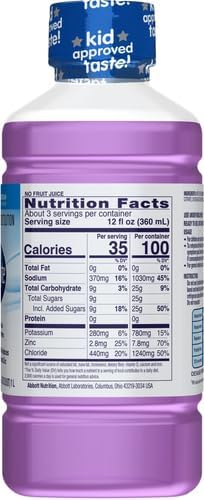 Pedialyte Electrolyte Solution, Grape, Hydration Drink, 1 Liter (Pack of 4)