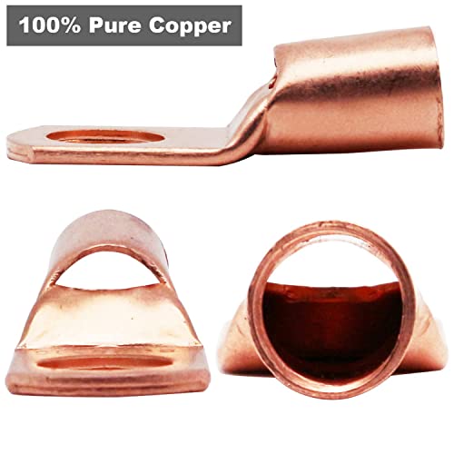 TKDMR 260Pcs Copper Wire Lugs AWG2 4 6 8 10 12 with Heat Shrink Set, 120Pcs Battery Cable Lugs Battery Cable Ends Ring Terminals Connectors with 140Pcs Heat Shrink Tubing Assortment Kit