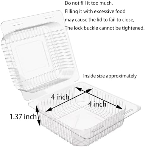 300 Count Clear Plastic Hinged Take Out Containers Clamshell Takeout Tray Food Clamshell Containers Outside Diameter for Dessert, Snacksetc, Cakes Slice, Cookies, Salads