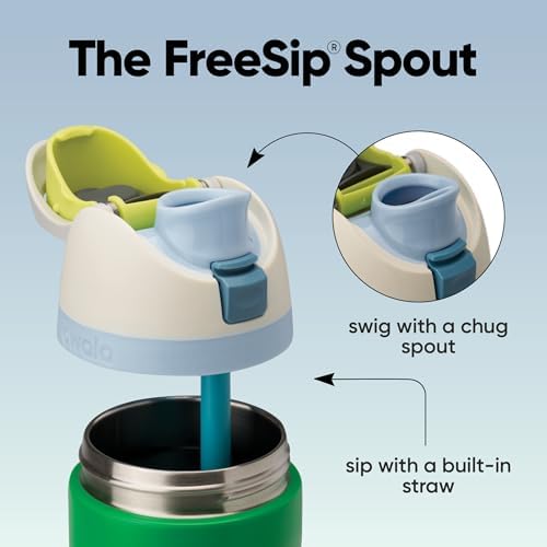 Owala FreeSip Insulated Stainless Steel Water Bottle with Straw, BPA-Free Sports Water Bottle, Great for Travel, 24 Oz, Putting Green