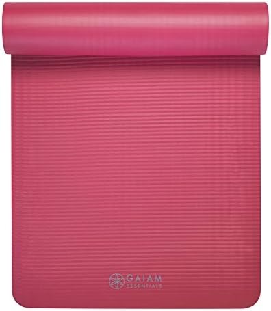Gaiam Essentials Thick Yoga Mat Fitness & Exercise Mat with Easy-Cinch Carrier Strap,72"L X 24"W X 2/5 Thick, 10mm
