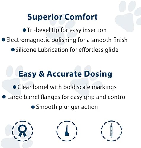 UltiCare VetRx U-40 1/2cc Pet Insulin Syringes - 1/2cc, 29G x 1/2’’, 100 ct, Comfortable & Accurate Dosing, Compatible with Any U-40 Strength Insulin