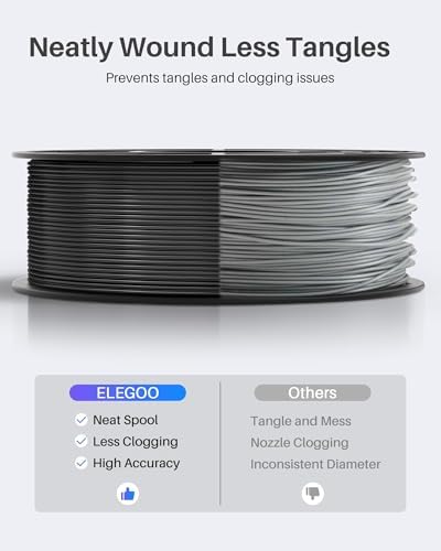 ELEGOO PLA Filament 1.75mm White 2KG, 3D Printer Filament Dimensional Accuracy +/- 0.02mm, 2pcs 1kg Spool(2.2lbs) Fit Most FDM 3D Printers
