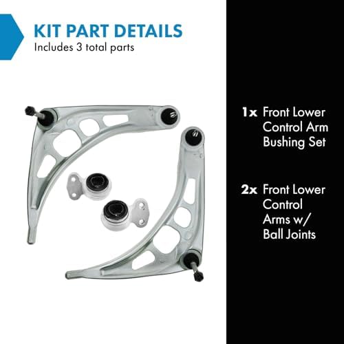 TRQ Front Lower Control Arm with Ball Joint Set Control Arm Bushing Set Compatible with 2000 BMW 323Ci 1999-2000 323i 2001-2006 325Ci 2001-2005 325i 328Ci 328i 330Ci 330i 2003-2008 Z4
