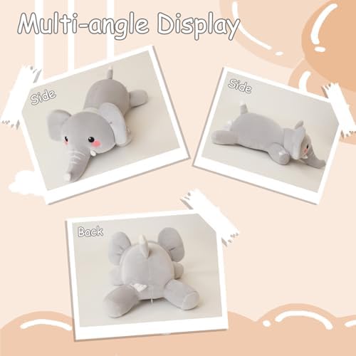 SQEQE Weighted Elephant Plush, Weighted Elephant Stuffed Animal, Cute Plushies Soft Pillow Toy Gift for Kids Adults 23.6 Inch, 3.1 Lbs