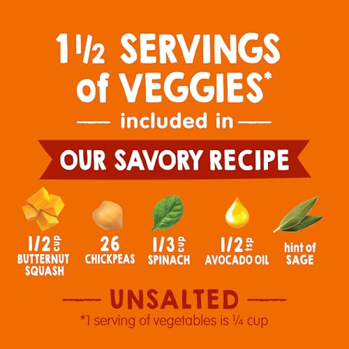 Happy Baby Organics Savory Blends Stage 2 Baby Food, Squash Chickpeas & Spinach with Avocado Oil + Sage, 4 Ounce Pouch (Pack of 16)