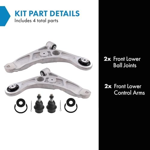 TRQ Front Lower Control Arm and Ball Joint Set 4 Pieces Compatible with 2020-2023 Jeep Cherokee
