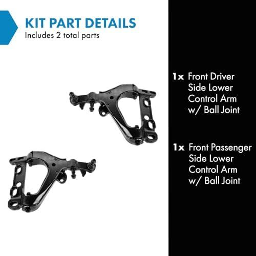 TRQ Front Lower Control Arm with Ball Joint Set Compatible with 2008-2009 Chevrolet Trailblazer GMC Envoy 2008 Isuzu Ascender Saab 9-7x
