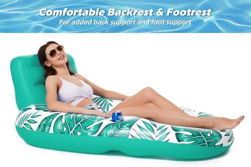 Jasonwell Inflatable Pool Float Adult - Pool Floaties Lounger Floats Raft Floating Chair Water Floaties for Swimming Pool Lake Lounge Float with Cup Holders Beach Pool Party Toys for Adults