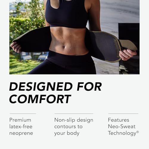 Sports Research® Sweet Sweat Waist Trimmer - Premium Sweat Enhancing Fitness Belt for Women & Men - 5 Adjustable Sizes