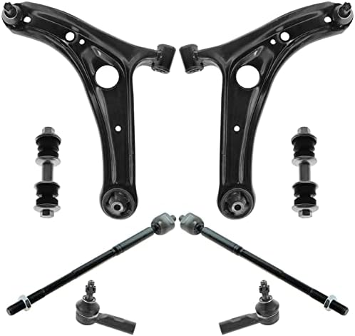 TRQ Front Steering & Suspension Kit Control Arm with Ball Joint Sway Bar Stabilizer Link Tie Rod Compatible with 2003 Toyota Echo