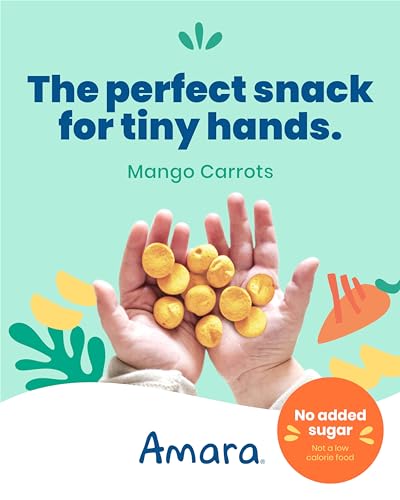 Amara Smoothie Melts - Mango Carrot - Baby Snacks Made With Fruits and Vegetables - Healthy Toddler Snacks For Your Kids Lunch Box - Organic Plant Based Yogurt Melts - 6 Resealable Bags