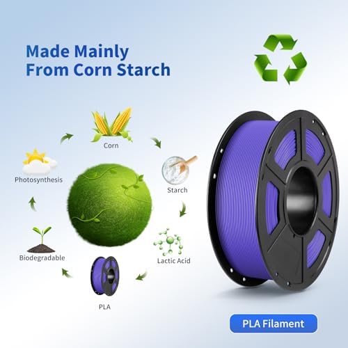 ANYCUBIC PLA Filament 1.75mm Bundle, 3D Printing PLA Filament 1.75mm Dimensional Accuracy +/- 0.02mm, 1KG Spool (2.2 lbs), 2KG Purple + Green