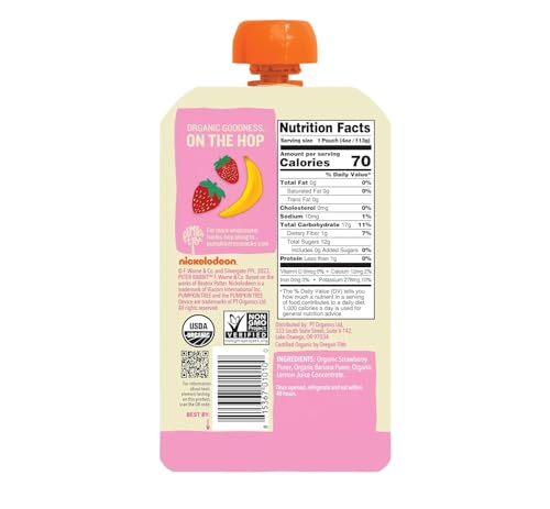 Pumpkin Tree Peter Rabbit Organics Strawberry and Banana Pure Fruit Snack, 4 Ounce (Pack of 36)