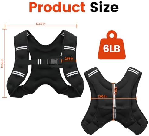 Weighted Vest, 6lb/8lb/12lb/16lb/20lb/25lb/30lb Weight Vest for Men Women, Body Weight Vests Adjustable with Reflective Stripe for Strength Training, Running, Training Workout, Jogging, Walking