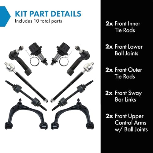 TRQ Front Steering & Suspension Kit Ball Joint Control Arm with Ball Joint Sway Bar Stabilizer Link Tie Rod Compatible with 2015-2020 Ford F-150