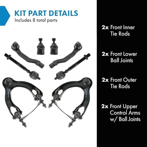 TRQ Front Steering & Suspension Kit Ball Joint Control Arm with Ball Joint Tie Rod Compatible with 1994-1997 Acura Integra 1992-1995 Honda Civic 1993-1997 Civic del Sol