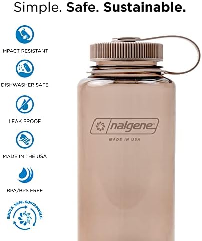 Nalgene Leak Proof Tritan BPA-Free Water Bottle - 32 oz Wide Mouth - Made in the USA for Outdoor Use & Daily Hydration (Mocha)