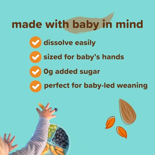 Puffworks Baby Organic Almond Butter Puffs, with Peanut Butter, Plant-Based Protein, USDA Organic, Gluten-Free, Vegan, Non-GMO, Kosher, 0.5 Ounce (Pack of 12)