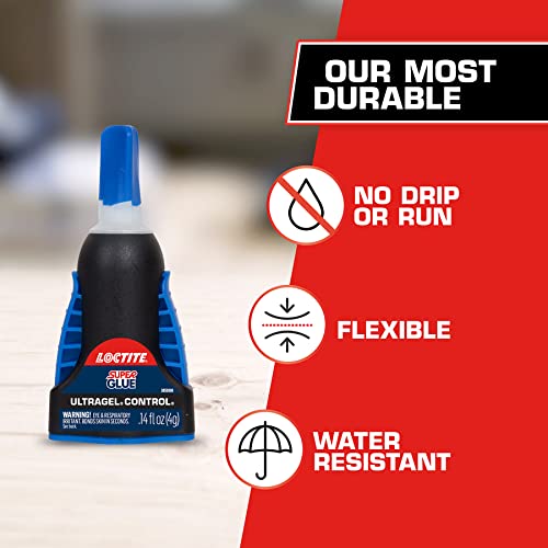 Loctite Super Glue Ultra Gel Control, Clear, 0.14 fl oz Bottle, 3 Pack - Superglue for Plastic, Wood, Metal, Crafts & Repair, Cyanoacrylate Adhesive Instant Glue, Quick Dry