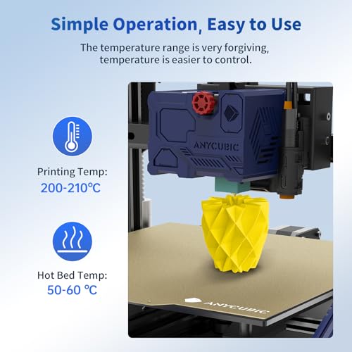 ANYCUBIC PLA 3D Printer Filament, 3D Printing PLA Filament 1.75mm Dimensional Accuracy +/- 0.02mm, 1KG Reusable Spool (2.2 lbs), Yellow