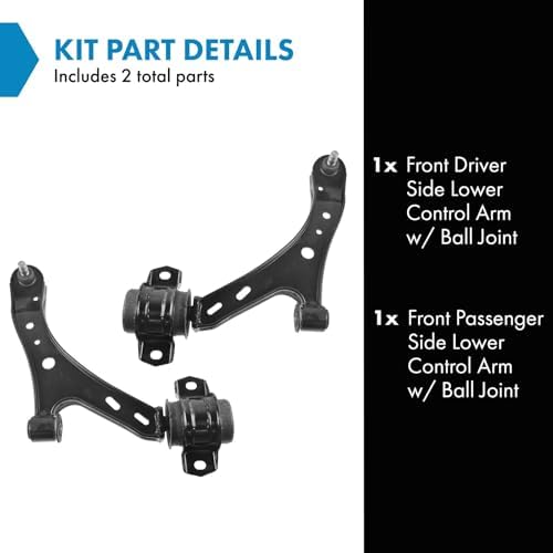 TRQ Front Lower Control Arm with Ball Joint Set Driver & Passenger Side Lower Compatible with 2005-2010 Ford Mustang