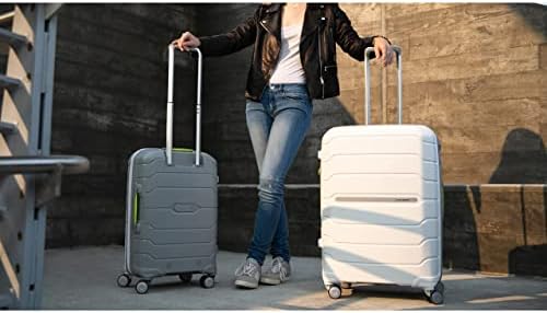Samsonite Freeform Hardside Carry-On Luggage with Spinner Wheels - Hardshell Suitcase - TSA, Airline-Approved - Expandable Hard Shell, Smooth Rolling Wheels for Lightweight Travel - White/Grey