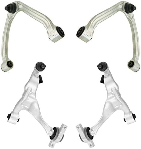 TRQ Front Upper & Lower Control Arm with Ball Joint Set Compatible with 2006-2010 INFINITI M35 M45
