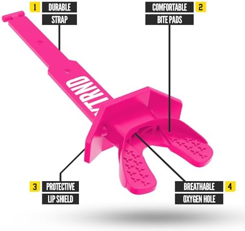 Nxtrnd Two Football Mouth Guard, Football Mouthpiece with Strap, Fits Adult & Youth (Pink)