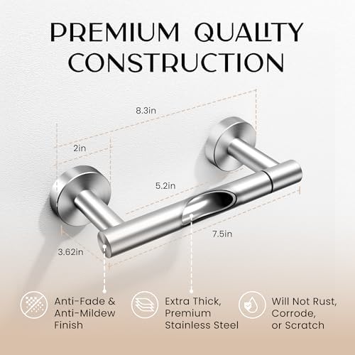 Day Moon™ Brushed Nickel Toilet Paper Holder - Wall Mount Modern Roll Holder for Bathroom