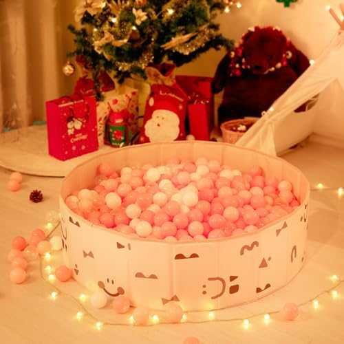 GOGOSO Ball Pit Balls for Toddler, Baby Plastic Playballs Kids Soft Pastel Pelotas Non-Toxic BPA-Free 2pink+White+Clear 100 Balls