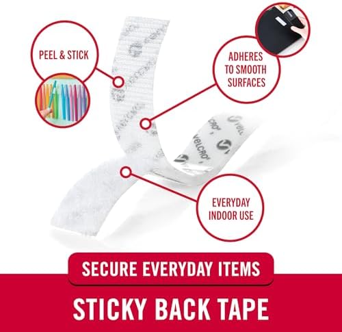 VELCRO Brand - Sticky Back Tape Bulk Roll | 50 ft x 3/4 in | White | Cut Hook and Loop Adhesive Strips to Length | Create Vertical Storage, Save Space, Keep Your Home, Office or Work Site Organized