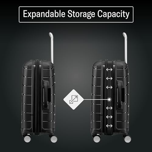 Samsonite Freeform Hardside Carry-On Luggage with Spinner Wheels - Hardshell Suitcase - TSA, Airline-Approved - Expandable Hard Shell, Smooth Rolling Wheels for Lightweight Travel - White/Grey