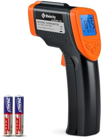 Etekcity Infrared Temperature Thermometer Gun, Laser Food Temp Gun for Pizza Oven, Griddle, Grill, Meat, Candy, Vehicle's Engine, Surface Temp Reader -58ยฐF to 842ยฐF, Orange