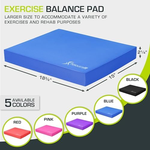 ProsourceFit Exercise Balance Pad – Non-Slip Cushioned Foam Mat & Knee Pad for Fitness and Stability Training, Yoga, Physical Therapy