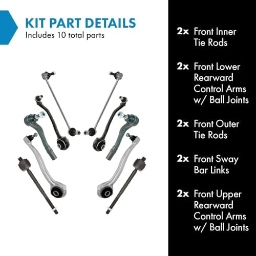 TRQ Front Steering & Suspension Kit Compatible with 02-07 C230 01-05 C240 06-07 C280 02-04 C32 AMG C320 C350 05-06 C55 AMG 03-05 CLK320 06-09 CLK350 03-06 CLK500 CLK55 AMG 07-09 CLK550
