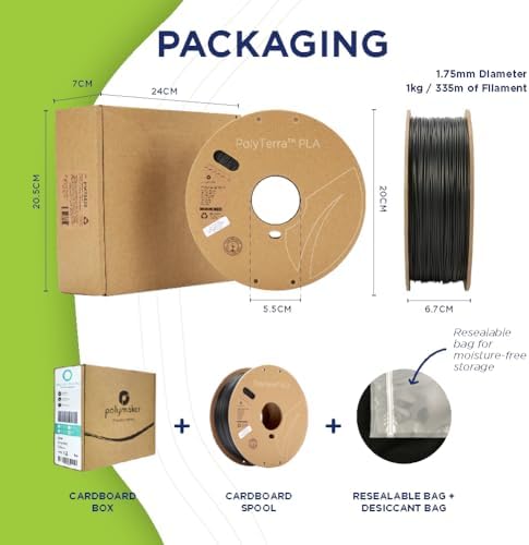 Polymaker Matte PLA Filament Fossil Grey 1.75mm 1kg 3D Printing Filament, PolyTerra 3D Printer PLA Filament