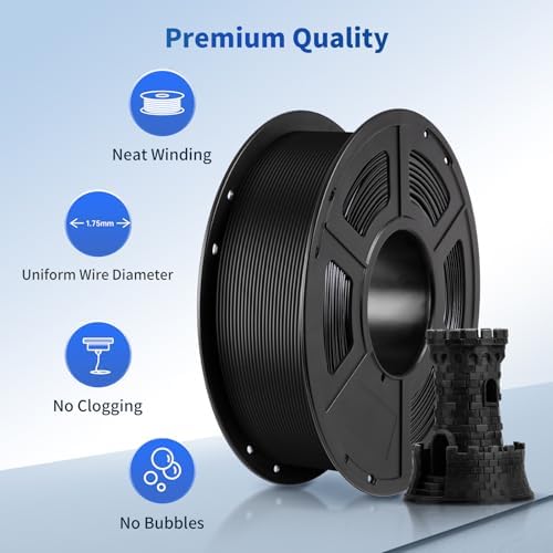 ANYCUBIC PLA Filament 1.75mm Bundle, 3D Printing PLA Filament 1.75mm Dimensional Accuracy +/- 0.02mm, 1KG Spool (2.2 lbs), 2KG Black+Black