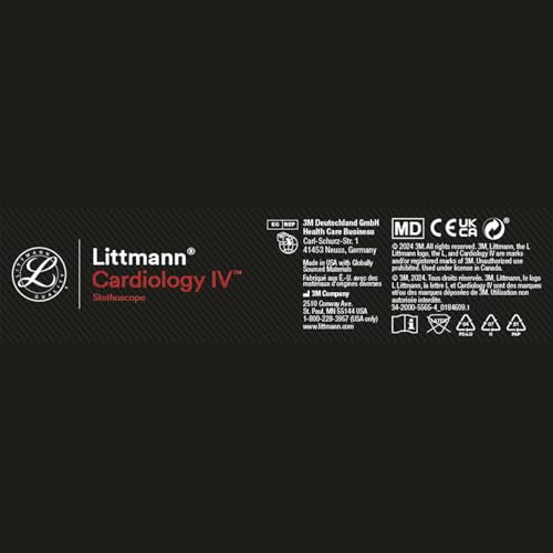 3M Littmann Cardiology IV Diagnostic Stethoscope, 6232, More Than 2X as Loud, Weighs Less, Stainless Steel High Polish Smoke-Finish Chestpiece, 27" Black Tube, Stem, and Headset