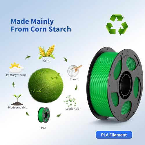 ANYCUBIC PLA 3D Printer Filament, 3D Printing PLA Filament 1.75mm Dimensional Accuracy +/- 0.02mm, 1KG Reusable Spool (2.2 lbs), Classic Green