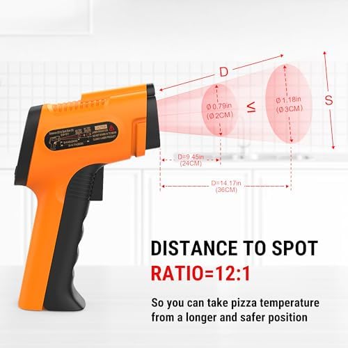 ThermoPro TP30 Infrared Thermometer Gun, Laser Thermometer for Cooking, Pizza Oven, Griddle, Engine, HVAC, Laser Temperature Gun with Adjustable Emissivity & Max Measure -58°F ~1022°F (Not for Human)